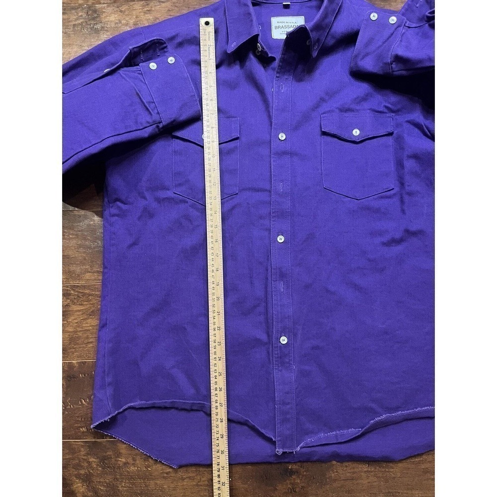 Brassada Mens Purple Western Rodeo Thick Heavy Wieght Purple Button Down L USA - Picture 5 of 7